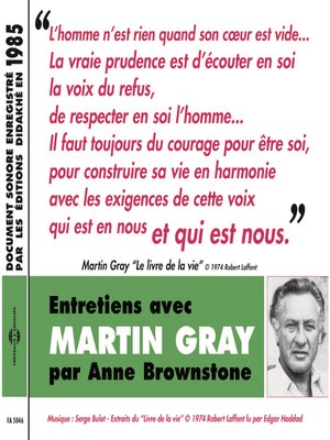 cover image of Entretiens avec Martin Gray. Le livre de la vie